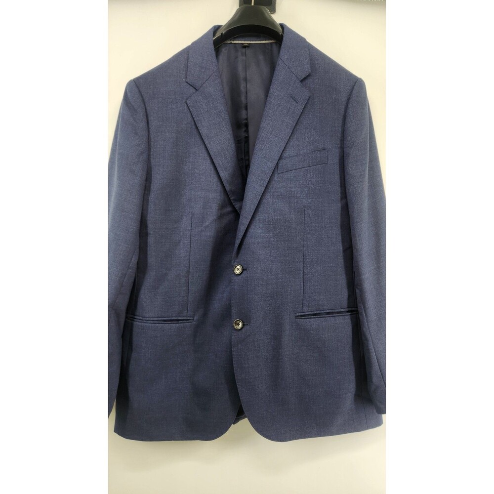J.Crew Men's 44R Slim Fit Blue 100% Wool Ludlow Herringbone Blazer